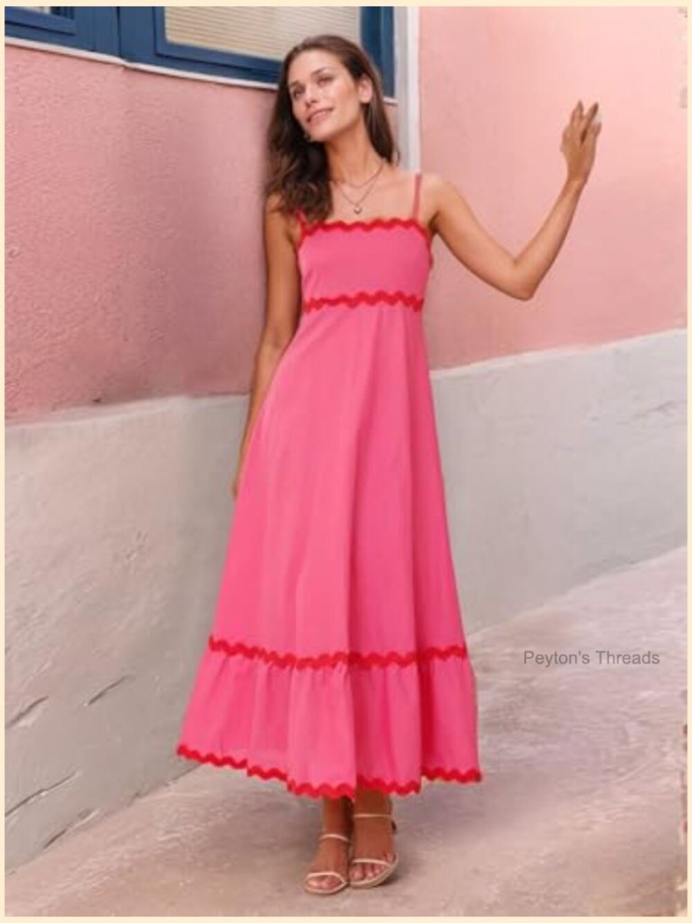 Sleeveless Spaghetti Strap Flowy Maxi Dress with Adjustable Straps - Picture 3 of 5
